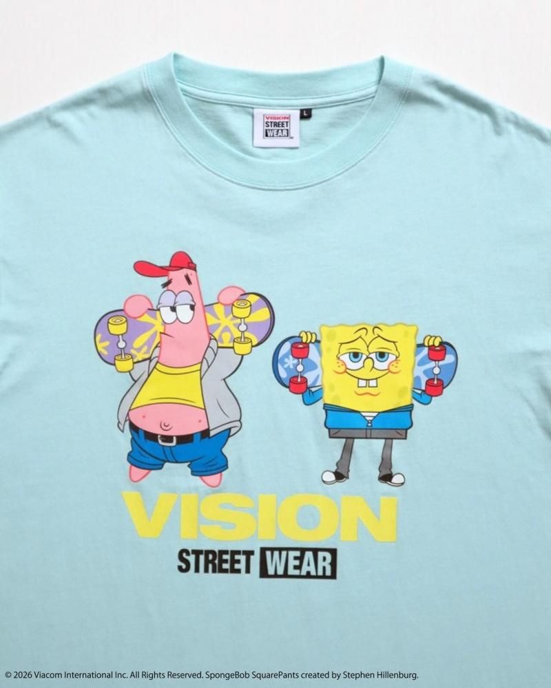 VISION STREET WEAR × スポンジ・ボブ SkaterTee / 半袖Tシャツ BLUE GREEN