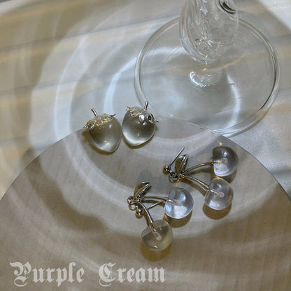 Purple Cream クリアチェリーピアス P793