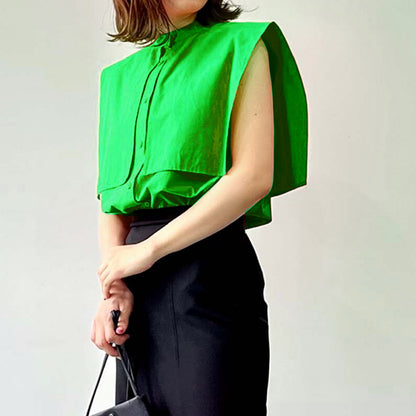 ブロードケープ ノースリーブ ブラウス