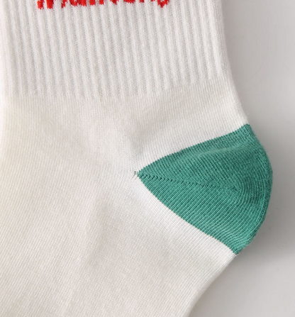 Mahjong tile medium logo ribbed crew socks