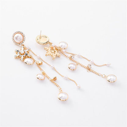 Purple Cream Pearl x Crystal Snow Earrings P053