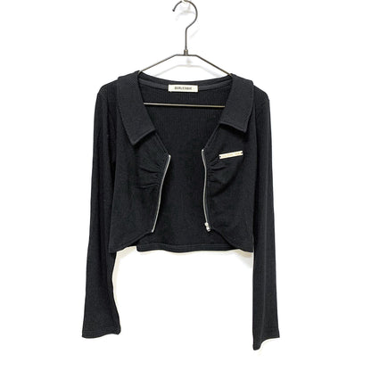 Metal Plate Shirring Rib Top BLACK