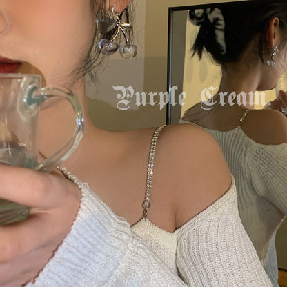 Purple Cream クリアチェリーピアス P793