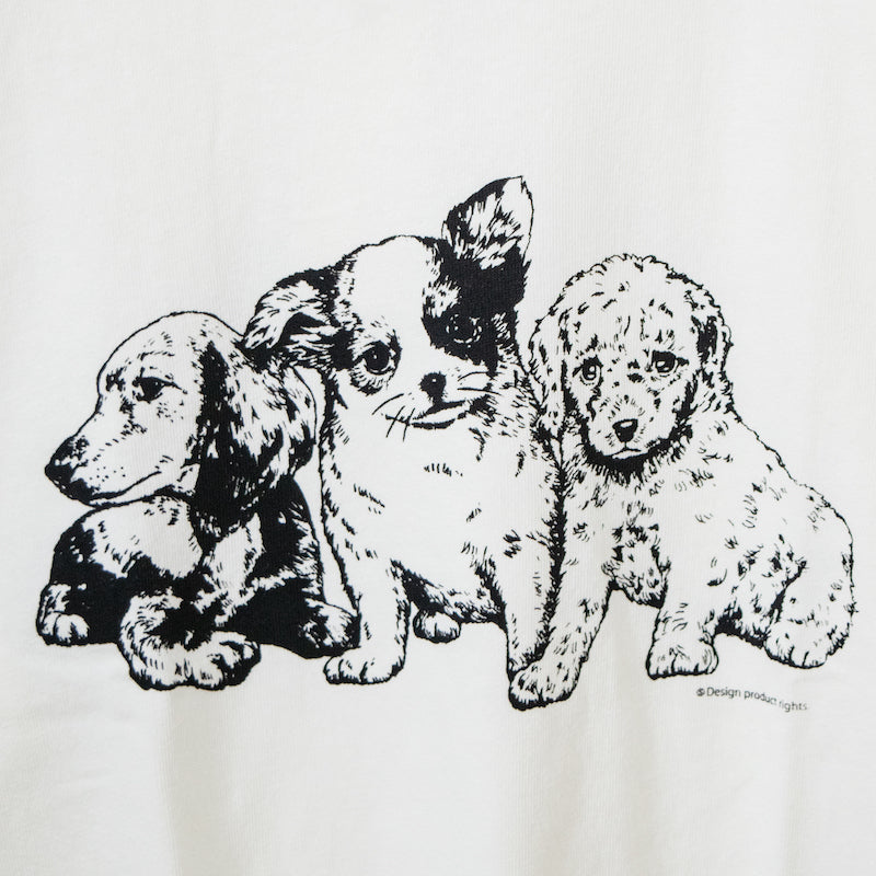 DOG print short sleeve T-shirt WHITE