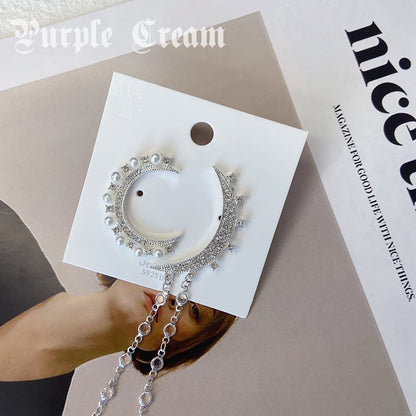 Purple Cream Moon Asymmetrical Earrings P617