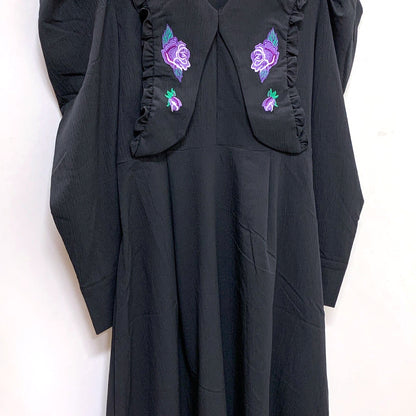 ゴシックローズ刺繍ロングワンピース BLACK