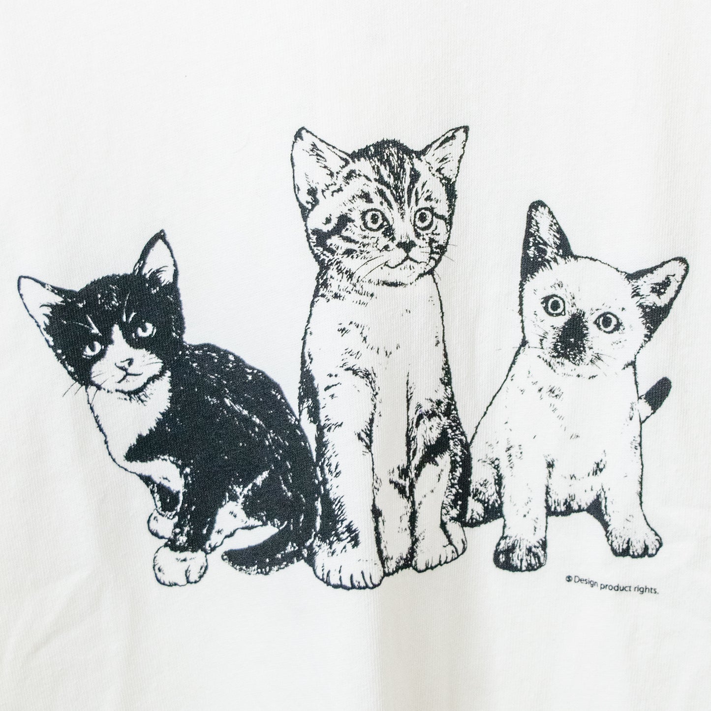 CAT柄プリント半袖Tシャツ WHITE