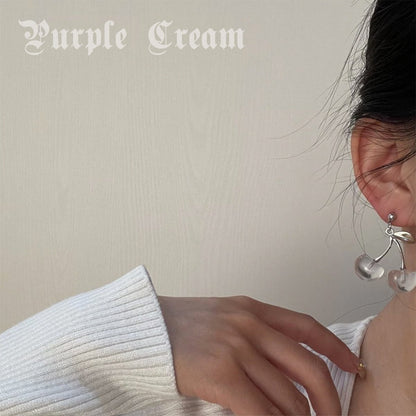 Purple Cream クリアチェリーピアス P793