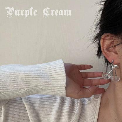 Purple Cream クリアチェリーピアス P793