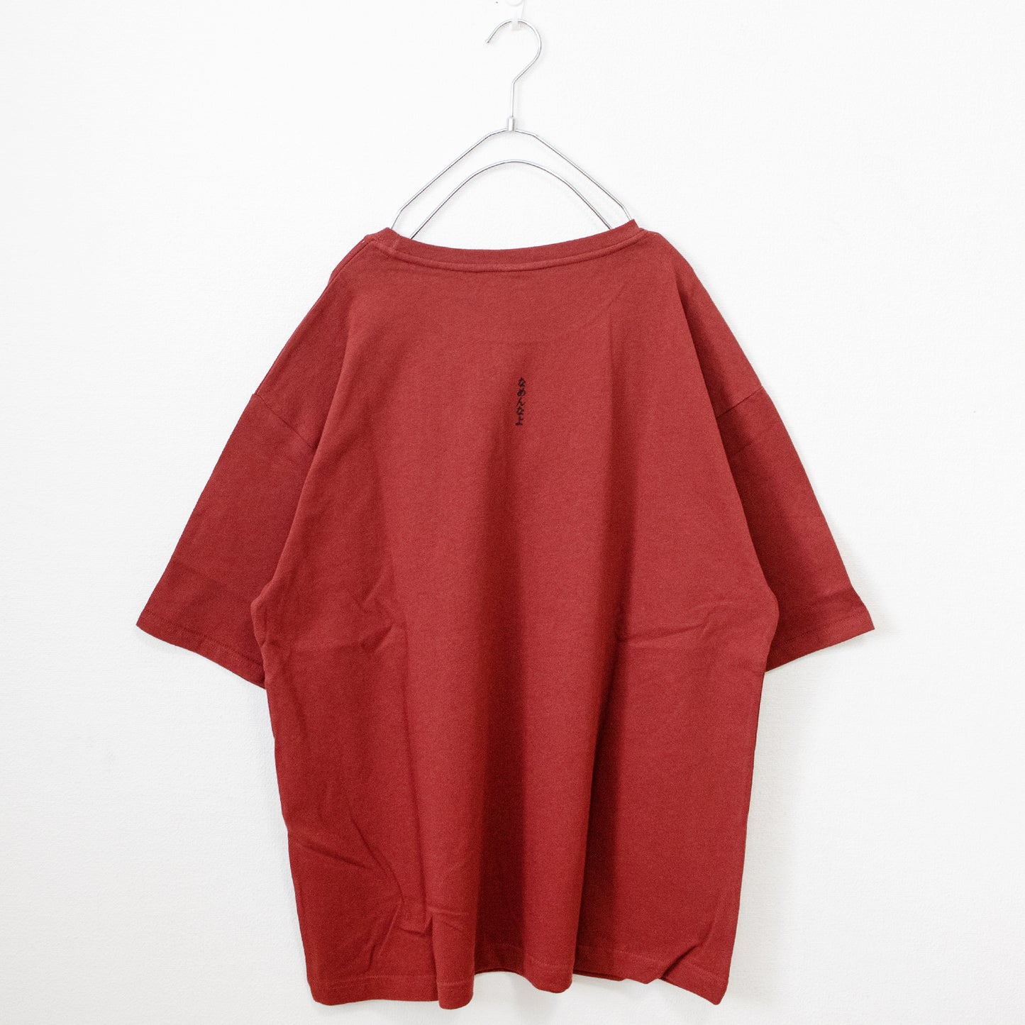 Nameneko Oversized Silhouette Photo Short Sleeve T-Shirt Wine Red