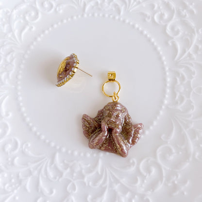 Purple Cream 2wayハートメルティエンジェルピアス P1295