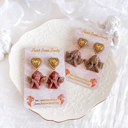 Purple Cream 2wayハートメルティエンジェルピアス P1295