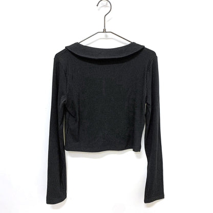 Metal Plate Shirring Rib Top BLACK