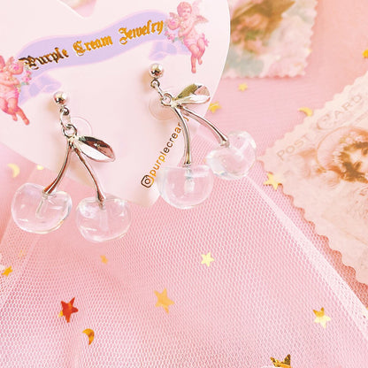 Purple Cream クリアチェリーピアス P793