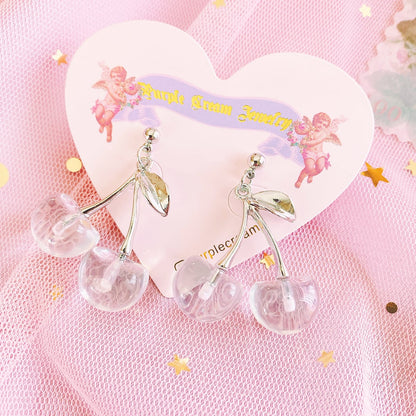 Purple Cream クリアチェリーピアス P793