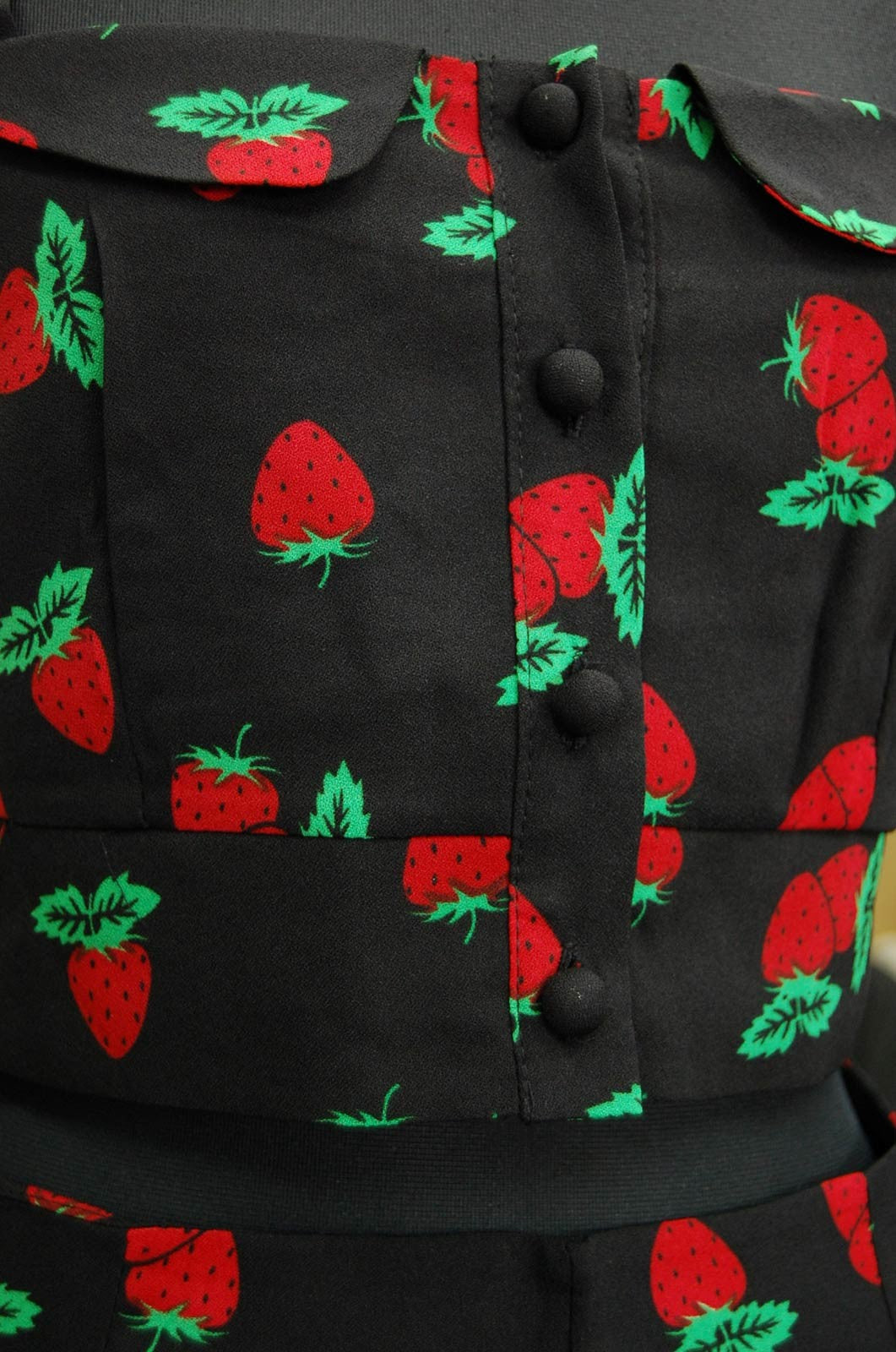 Strawberry Pattern Bustee Skirt Set-Up Co-Ord Black White