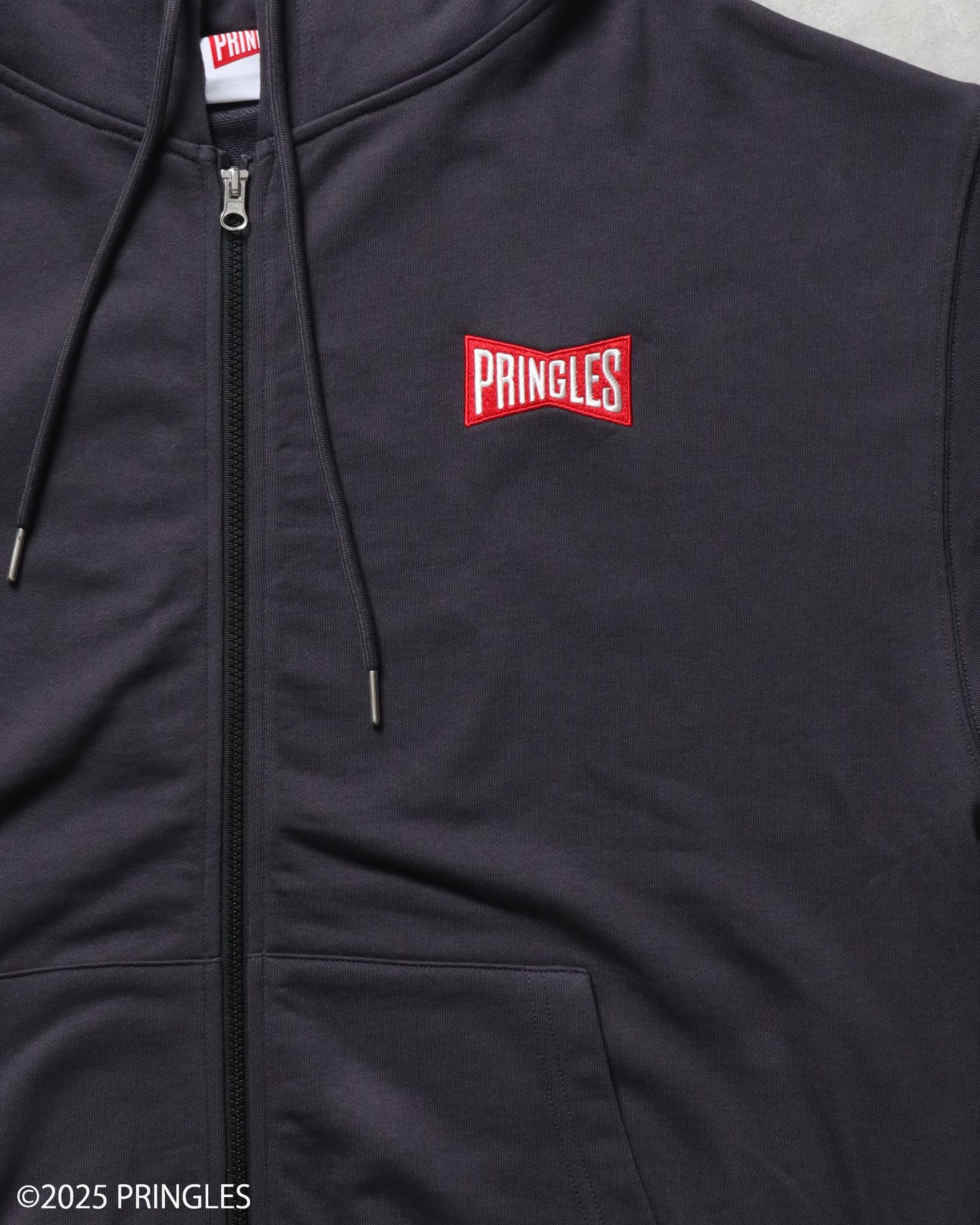 PRINGLES Back Face Zip Hoodie in Charcoal