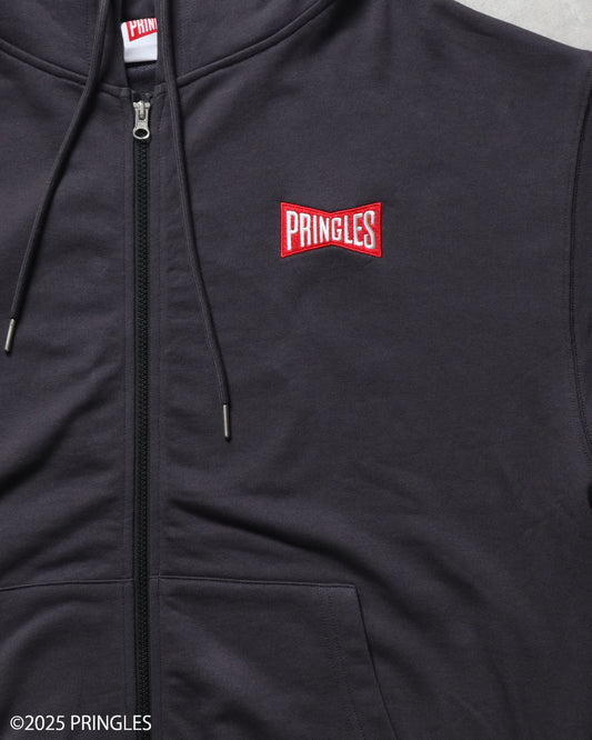 PRINGLES Back Face Zip Hoodie in Charcoal