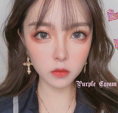 Purple Cream Rhinestone Cross Earrings P038