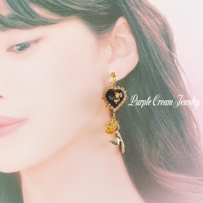 Purple Cream ガーリーホワイトローズ ピアス・イヤリング GOLD P1276