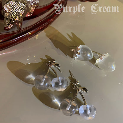 Purple Cream クリアチェリーピアス P793