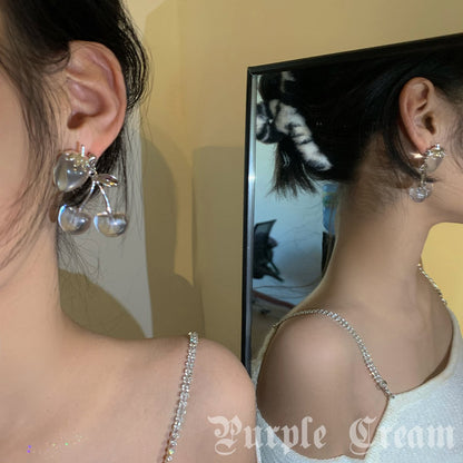 Purple Cream クリアチェリーピアス P793