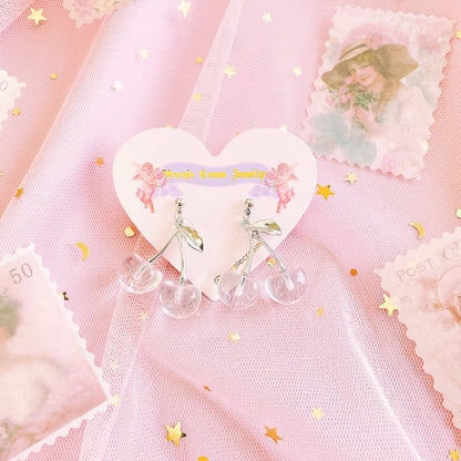 Purple Cream クリアチェリーピアス P793