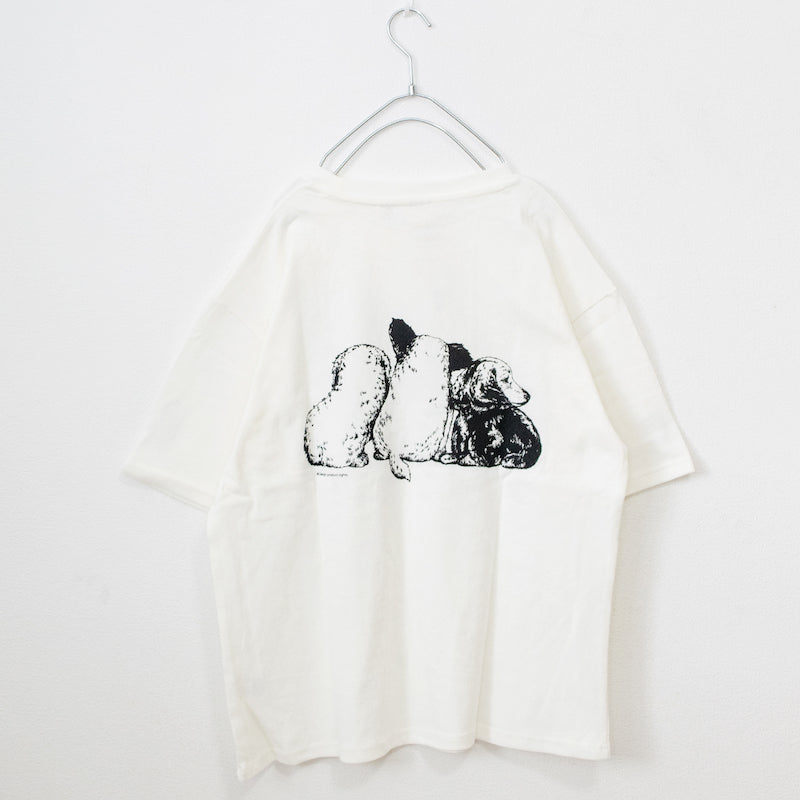 DOG print short sleeve T-shirt WHITE