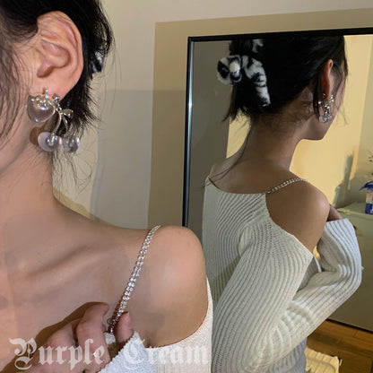 Purple Cream クリアチェリーピアス P793