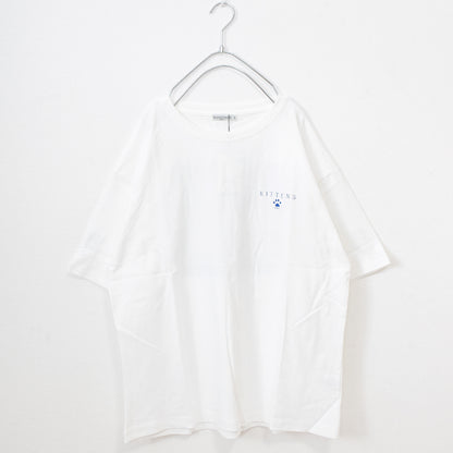Nameneko Back Photo Over Silhouette Short Sleeve T-Shirt WHITE