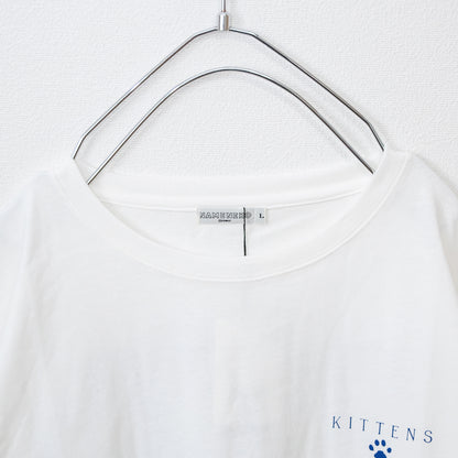 Nameneko Back Photo Over Silhouette Short Sleeve T-Shirt WHITE