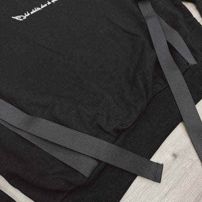 ショルダー ベルト サスペンダー付き 裏毛 スウェット ショートトップ BLACK