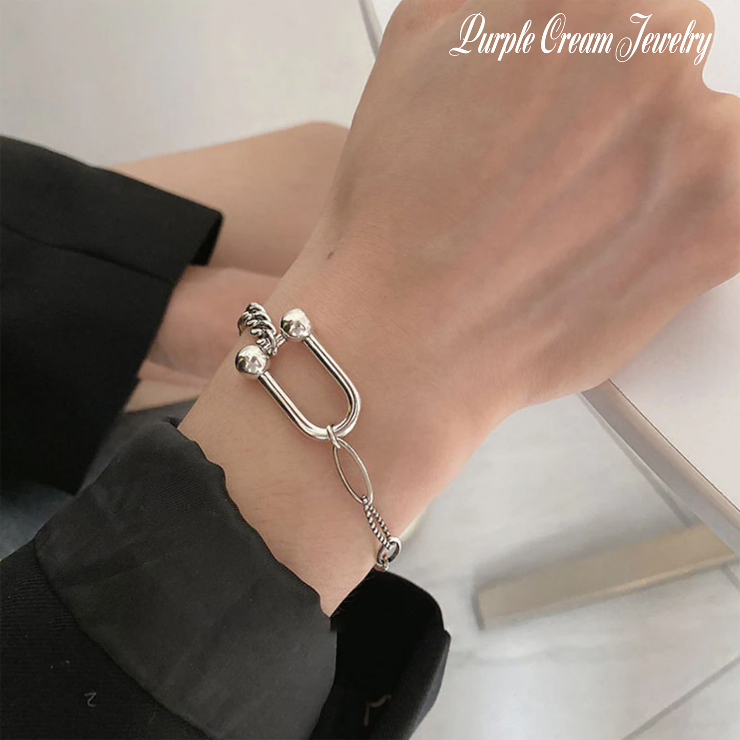 Purple Cream chain bracelet P1041
