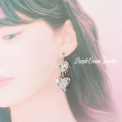 Purple Cream シルバーハートエンジェルピアス・イヤリング P1170