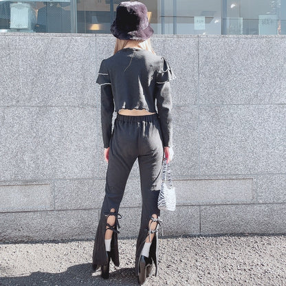 リブメロウカーディガントップス BLACK