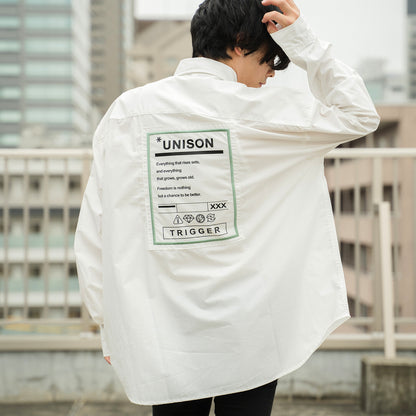 BIGシルエット パッチ 長袖 ブロードシャツ WHITE