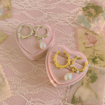 Purple Cream Pearl Ear Cuff Set P906