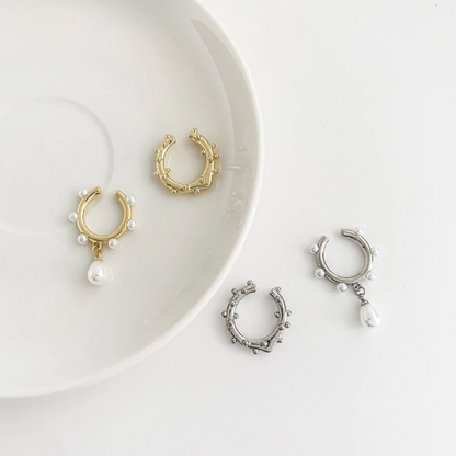 Purple Cream Pearl Ear Cuff Set P906