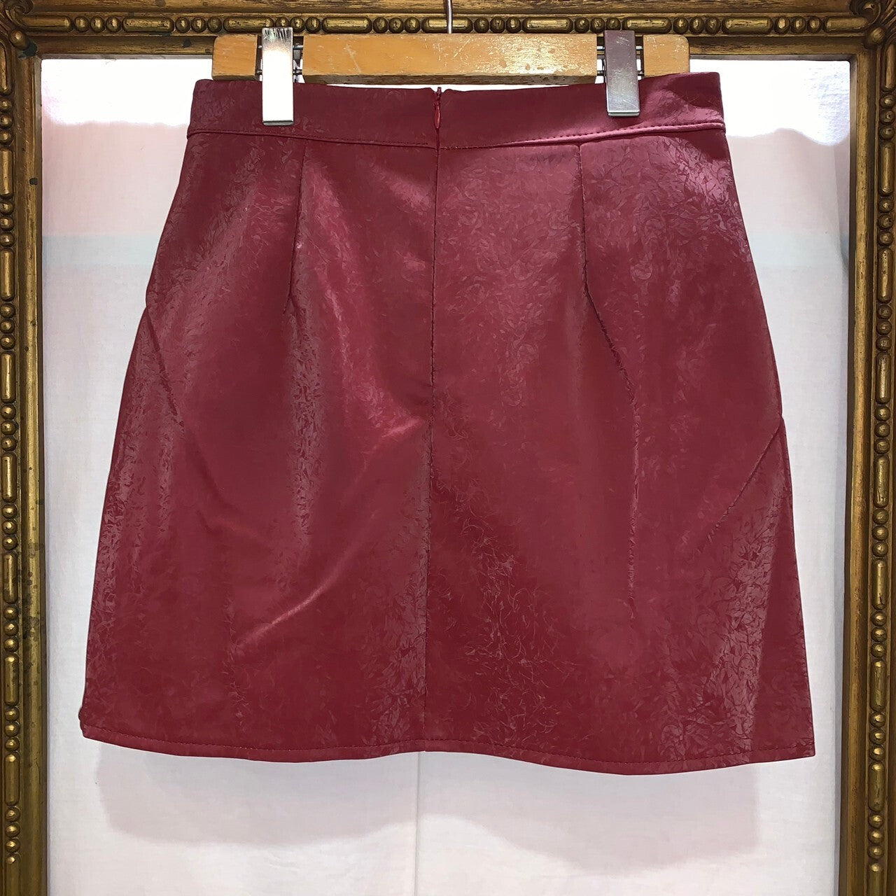 Synthetic Leather China Mini Skirt RED
