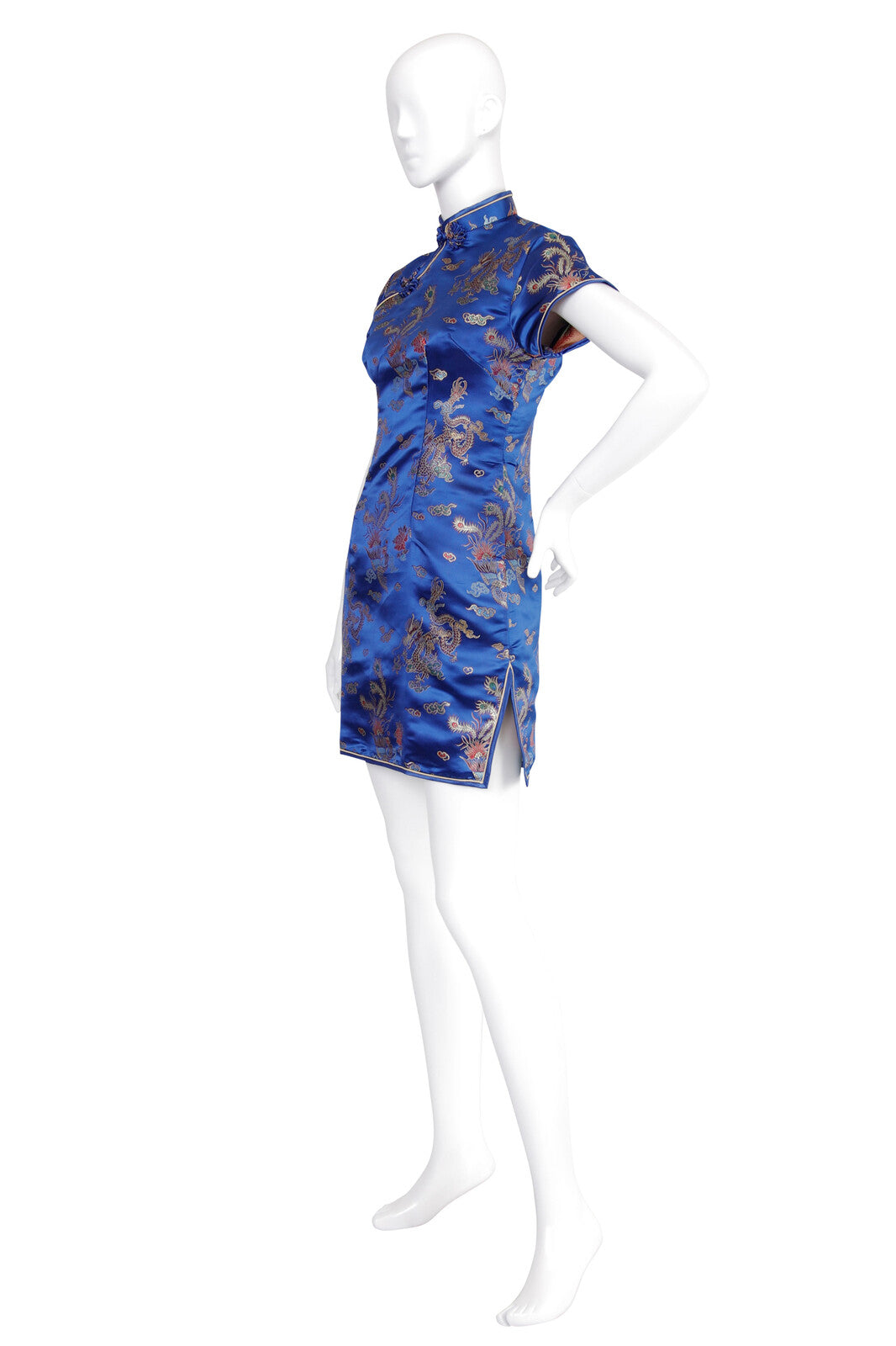 Mini-length Chinese dress, BLUE
