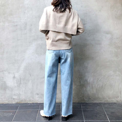 Denim Straight Pants Bleach Blue