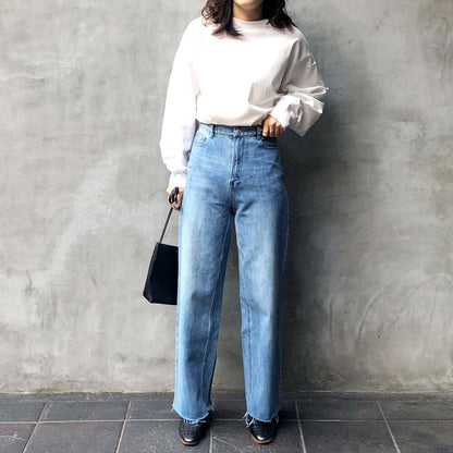 Denim Straight Pants Bleach Blue