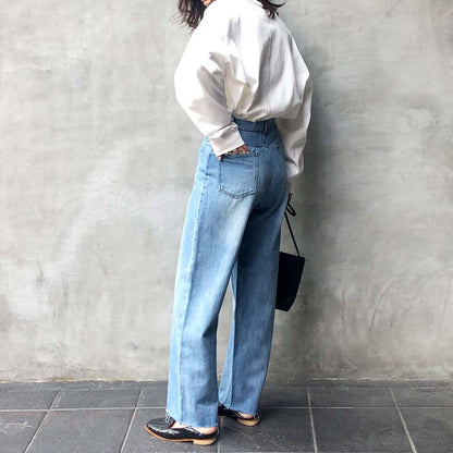Denim Straight Pants Bleach Blue