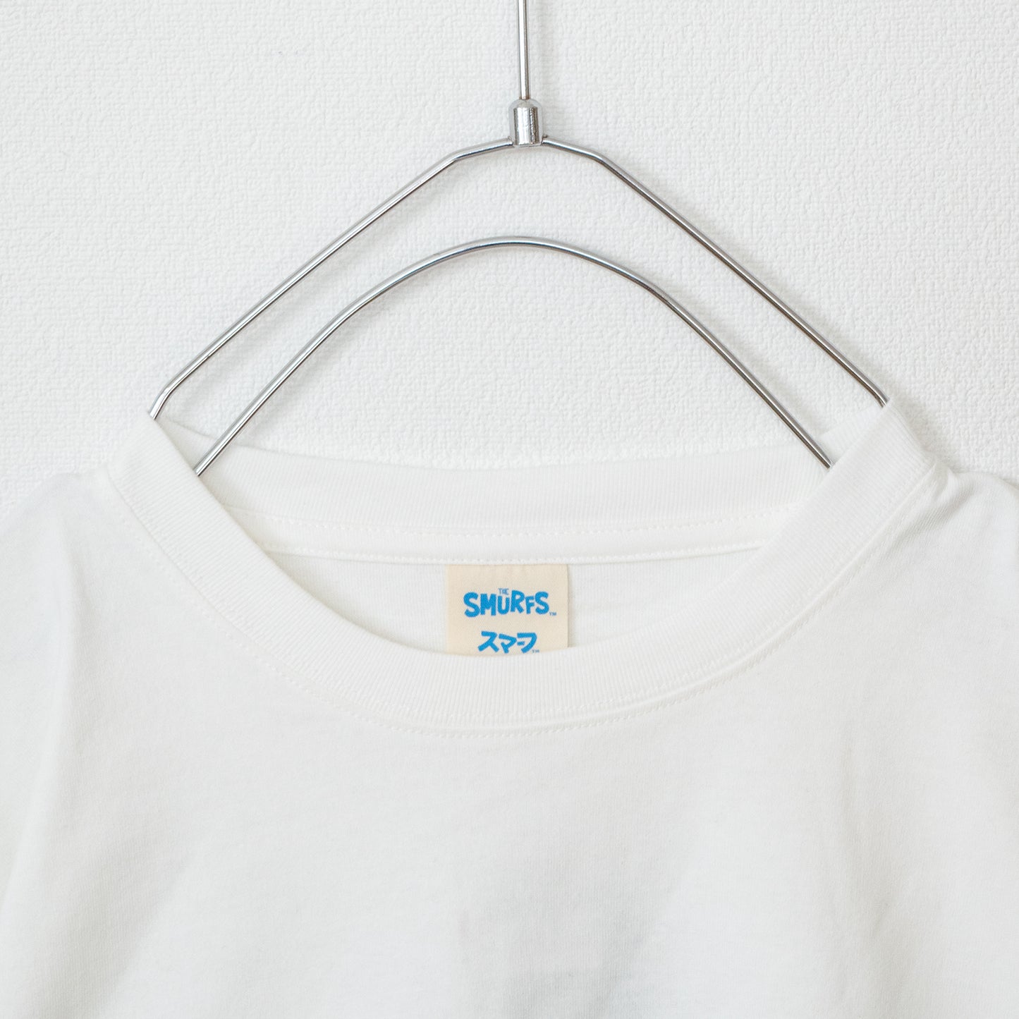 THE SMURFS Smurf back print long sleeve T-shirt WHITE