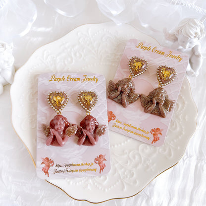 Purple Cream 2wayハートメルティエンジェルピアス P1295