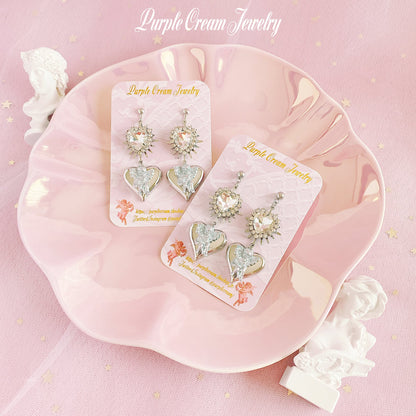 Purple Cream シルバーハートエンジェルピアス・イヤリング P1170