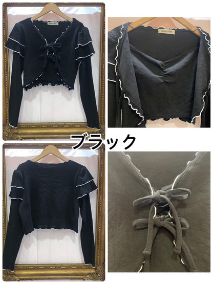 リブメロウカーディガントップス BLACK