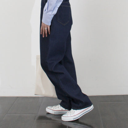 デニムハイライズテーパードパンツ Indigo Blue