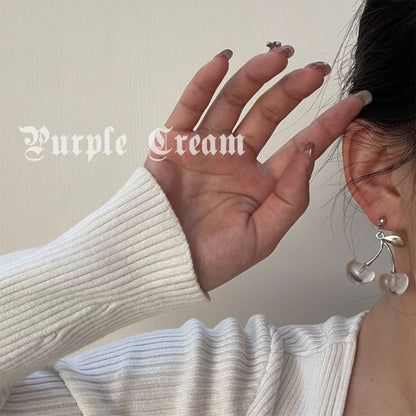 Purple Cream クリアチェリーピアス P793