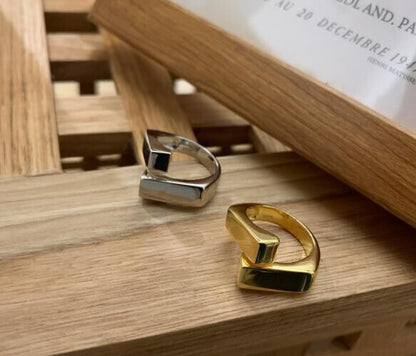 Silver 925 stacked block ring 2 colors